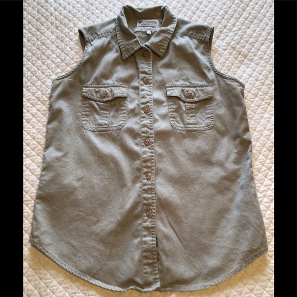 🍁 Columbia Sleeveless Button Down Cotton - Med - Picture 3 of 10